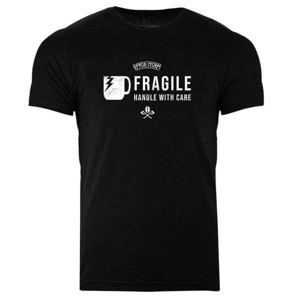 s964 Fragile handle with care T-shirt - Heather Black