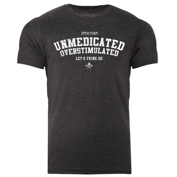 s967 Unmedicated Overstimulated T-shirt - Dark Grey Heather