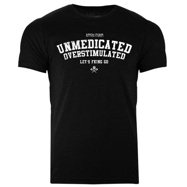 s967 Unmedicated Overstimulated T-shirt - Heather Black