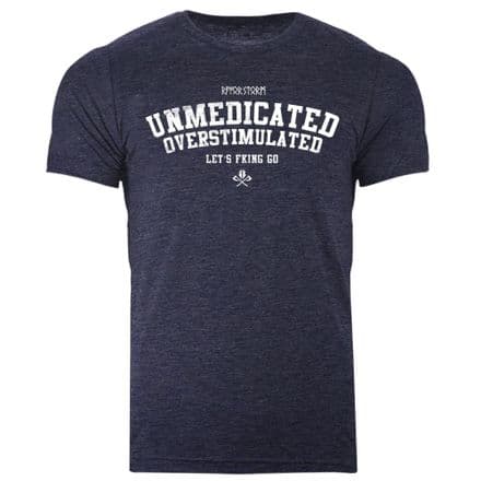 s967 Unmedicated Overstimulated T-shirt - Heather Midnight Navy