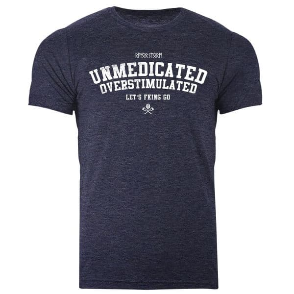 s967 Unmedicated Overstimulated T-shirt - Heather Midnight Navy