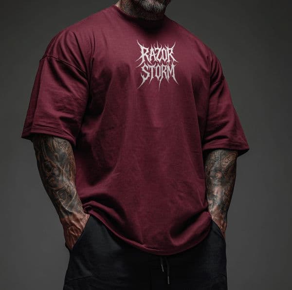 s974 SM HVY Oversized Tee - Cherry