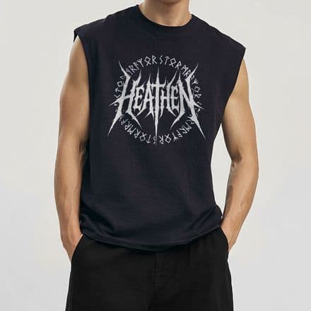 s978 Runic Heathen 25 Organic sleeveless tee - Navy