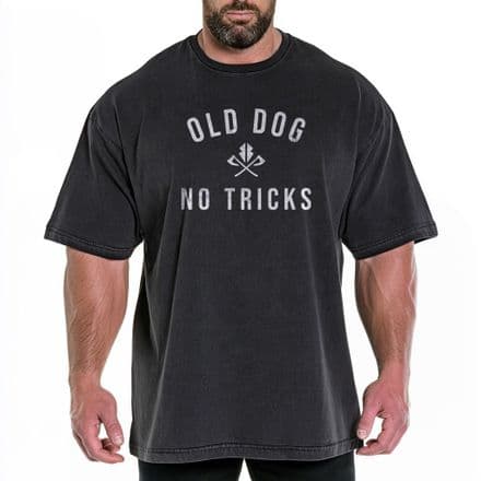 s982 ODNT25 Old dog no tricks  HVY Oversized Tee - Acid Black