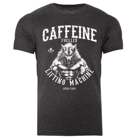 s983 Caffeine fuelled lifting machine T-shirt - Dark Grey Heather