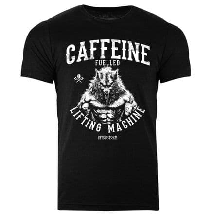 s983 Caffeine fuelled lifting machine T-shirt - Heather Black