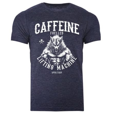 s983 Caffeine fuelled lifting machine T-shirt - Heather Navy
