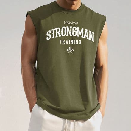 s990 Stongman training Organic sleeveless tee - Olive
