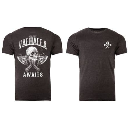 s992 Reverse Valhalla awaits v26 tshirt - Dark Grey Heather