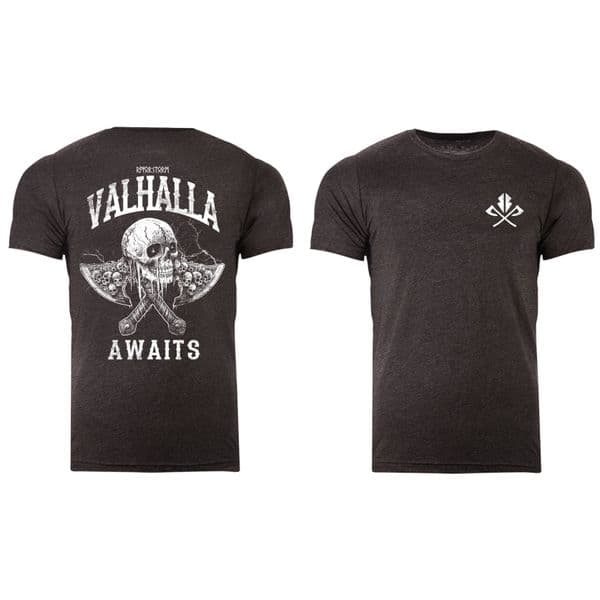 s992 Reverse Valhalla awaits v26 tshirt - Dark Grey Heather