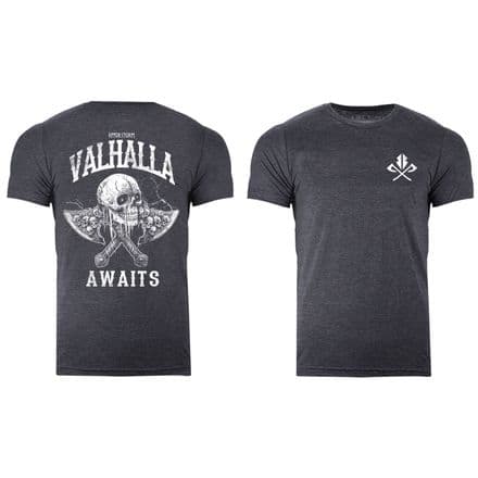 s992 Reverse Valhalla awaits v26 tshirt - Heather Navy