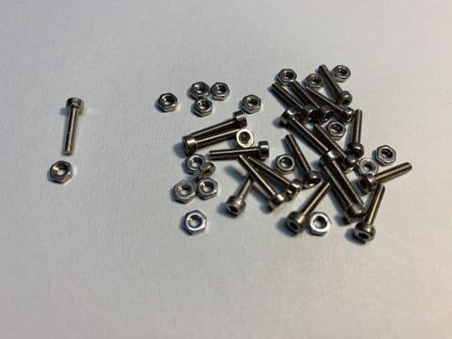 M2-10mm S/Steel hex bolts/nuts pack of 10