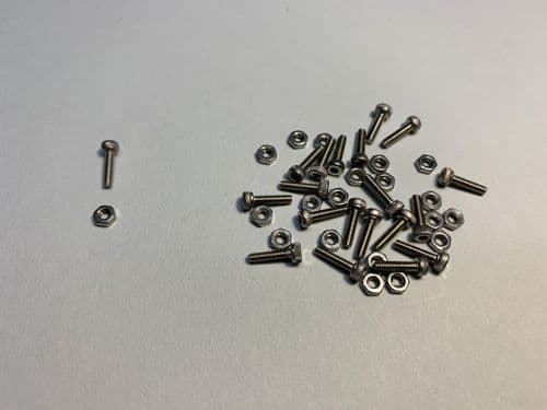 M2-8mm S/Steel hex bolts/nuts pack of 10