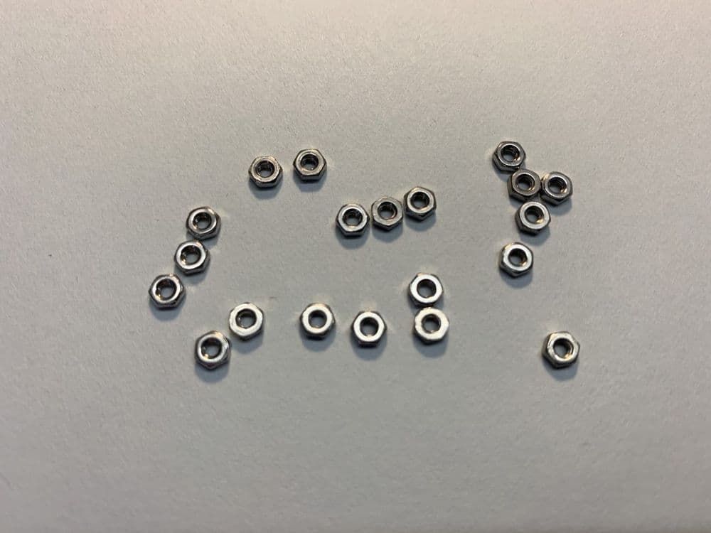 M2 Nuts - Nickel plated brass - pack of 10