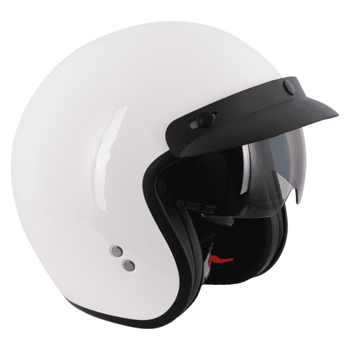 Stealth Open Face Helmet With Peak - Gloss White