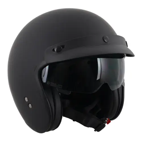 Stealth Open Face Helmet With Peak - Matt Black