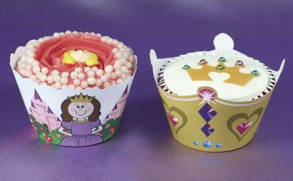 12 Printed Cupcake Wraps - Princess