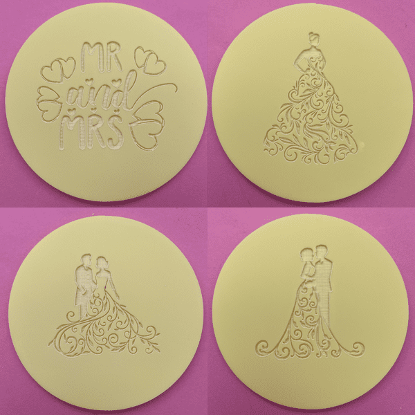 4 x Wedding Collection Engraved circle stamps