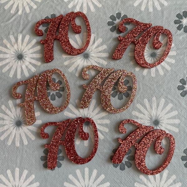 6 x Age 70 Stunning Glitter Cupcake Charms