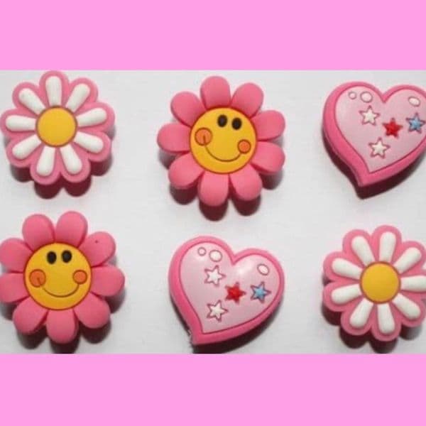 6 x Flower & Hearts Charms