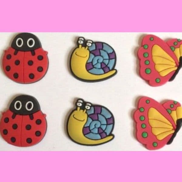 6 x Ladybird, Butterfly & Snail Charms