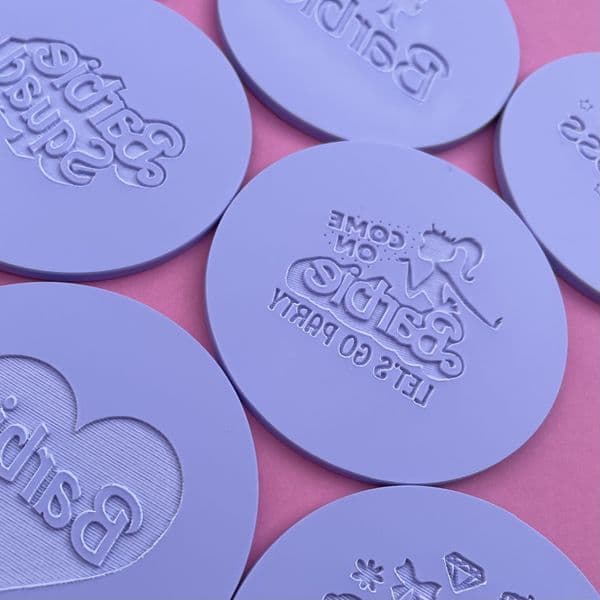 8 x Barbie Collection Engraved circle stamps