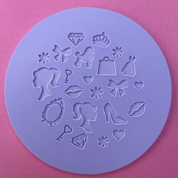 8 x Barbie Collection Engraved circle stamps