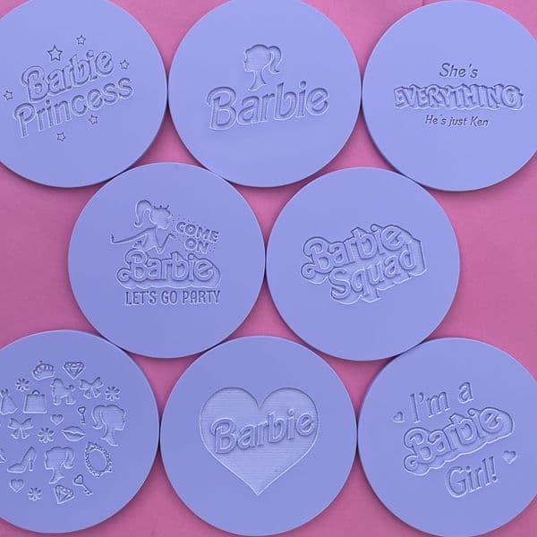 8 x Barbie Collection Engraved circle stamps