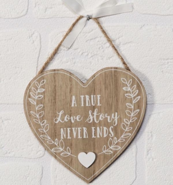A True Love Story Never Ends Wooden Heart