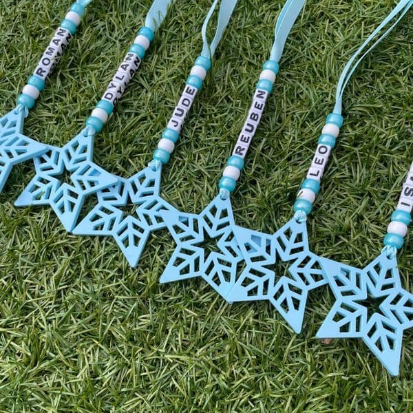 Bead and Star Personalised Decoration - Blue
