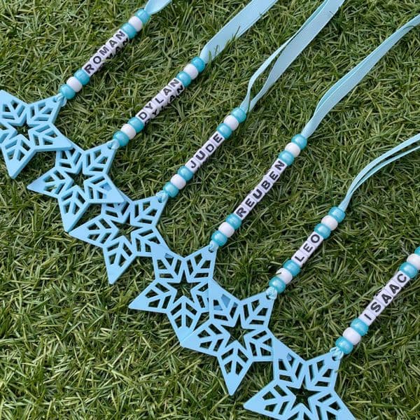 Bead and Star Personalised Decoration - Blue
