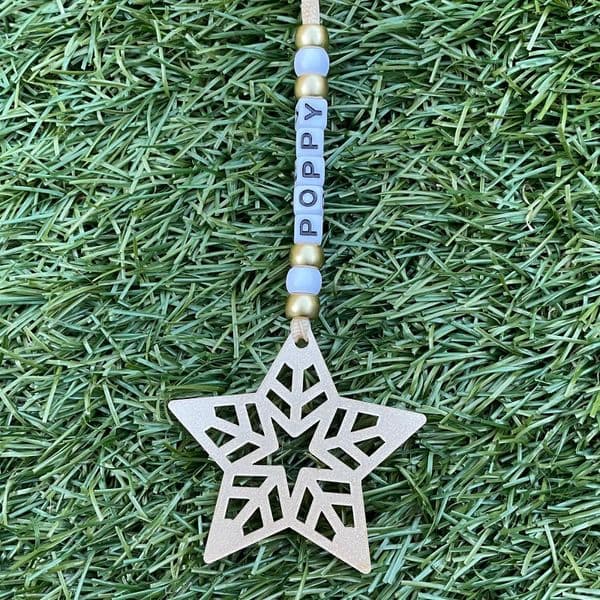 Bead and Star Personalised Decoration - Gold