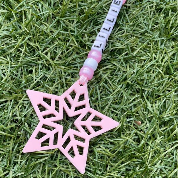 Bead and Star Personalised Decoration - Pink