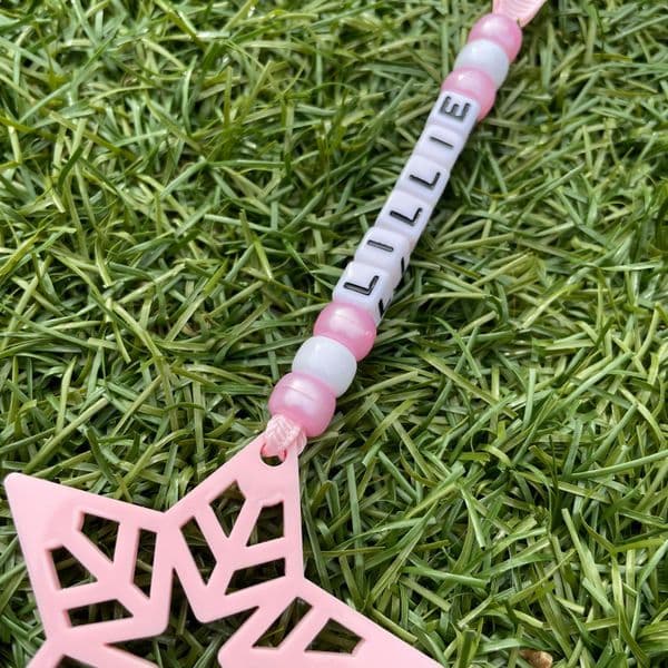 Bead and Star Personalised Decoration - Pink