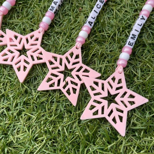 Bead and Star Personalised Decoration - Pink