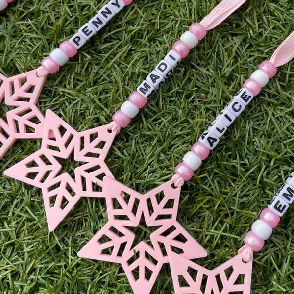 Bead and Star Personalised Decoration - Pink