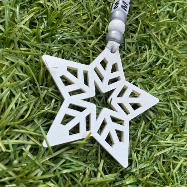 Bead and Star Personalised Decoration - Silver
