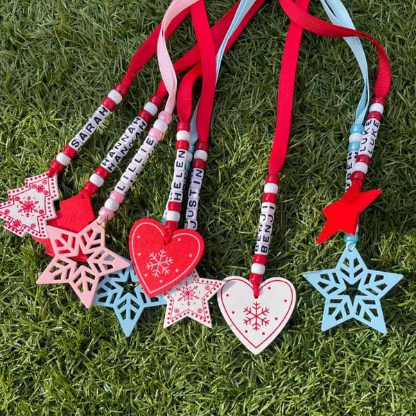 Bead and Star Personalised Decoration - Silver