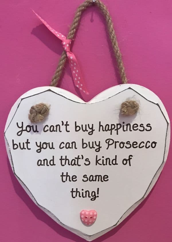Buy Happiness Prosecco Hanging Heart
