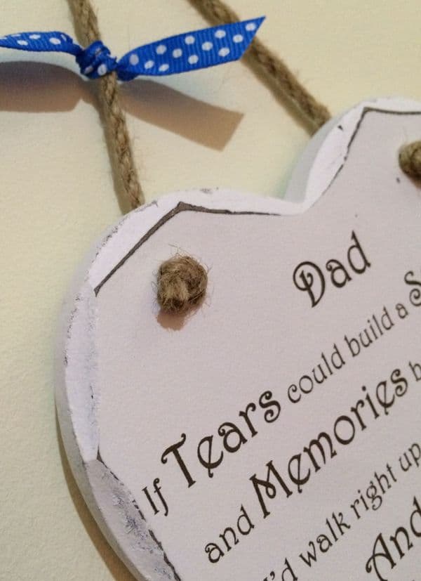 Dad Tears to Heaven Hanging Heart