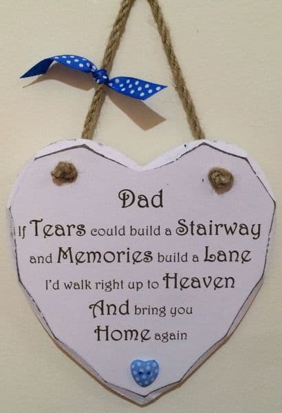 Dad Tears to Heaven Hanging Heart