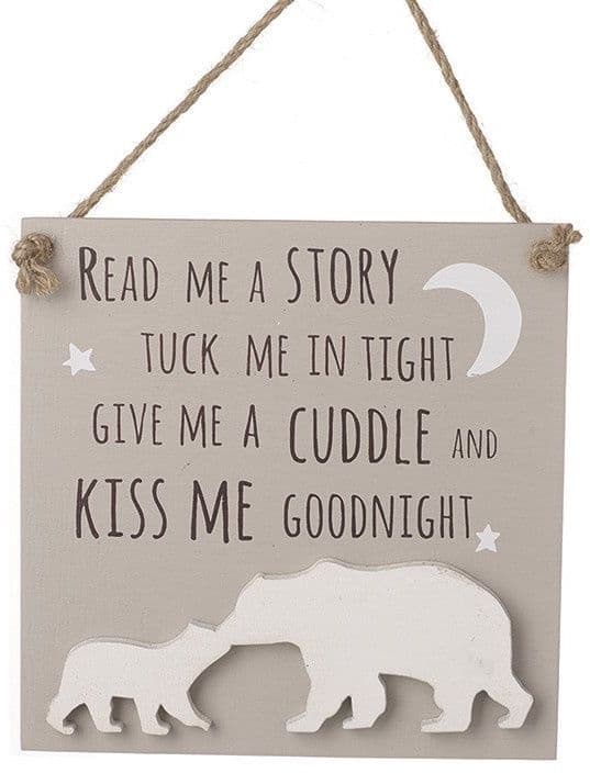 Kiss me Goodnight Wooden Bear plaque