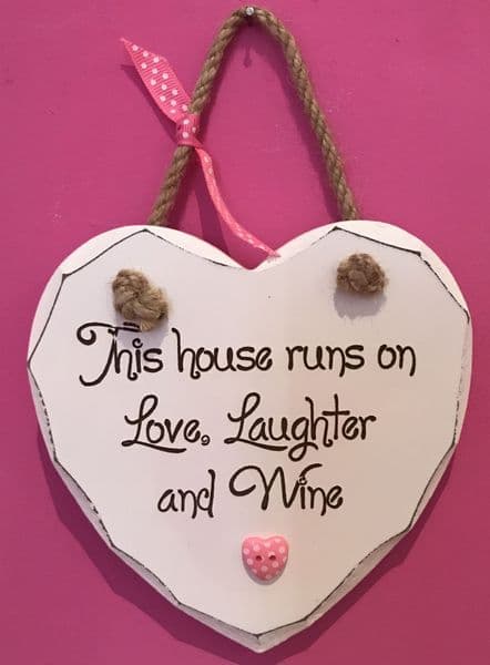 Love, Laughter, Wine Hanging Heart