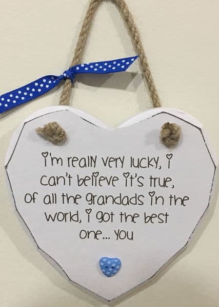 Lucky Best Grandad Hanging Heart