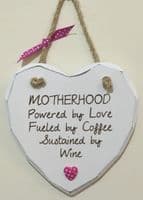 Motherhood Love Coffee Wine Hanging Heart