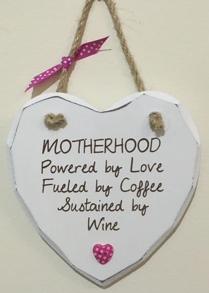 Motherhood Love Coffee Wine Hanging Heart