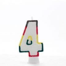 Number 4 glitter candle 6.5cm