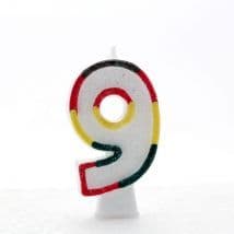 Number 9 glitter candle 6.5cm