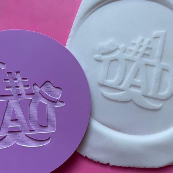 SALE #1 DAD with Hat and Moustache Engraved circle stamp