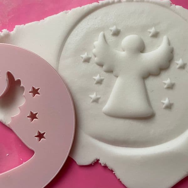 SALE Angel with Stars Cut circle stamp